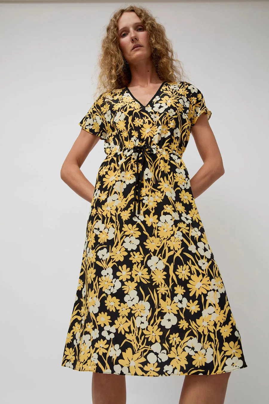 No.6 Magical Tie Dress in Black and Yellow Meadow sold by No. 6