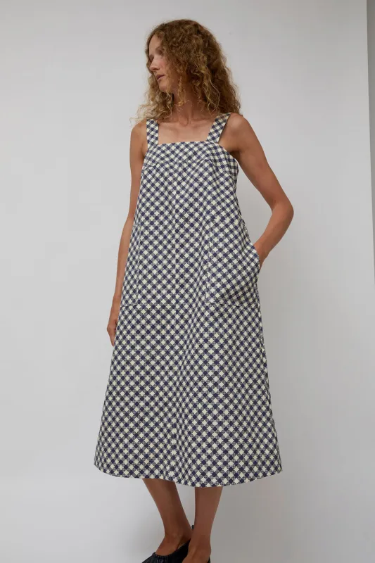 No.6 Linn Dress in Navy and Small Gingham made by No. 6