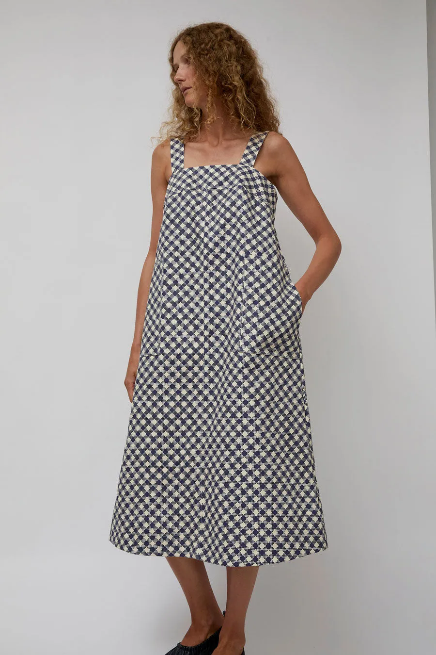 No.6 Linn Dress in Navy and Small Gingham sold by No. 6