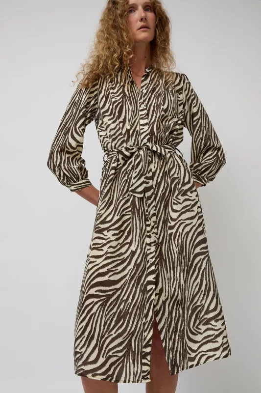 No.6 Elena Shirt Dress in Brown and White Zebra sold by No. 6