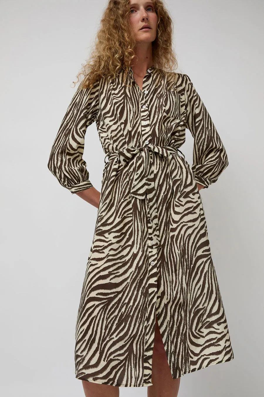 No.6 Elena Shirt Dress in Brown and White Zebra sold by No. 6