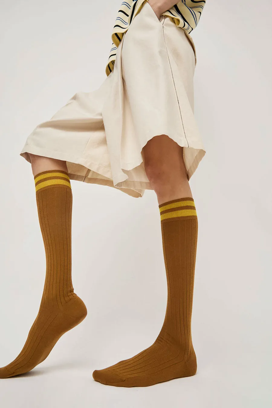 Maria La Rosa Bio Cotton Tube Socks in Light Brown sold by No. 6