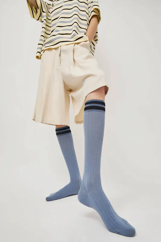 Maria La Rosa Bio Cotton Tube Socks in Indigo sold by No. 6