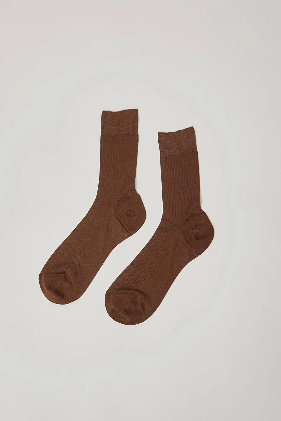 Maria La Rosa Silk Ribbed Ankle Socks in Cocco sold by No. 6 product image thumbnail 2