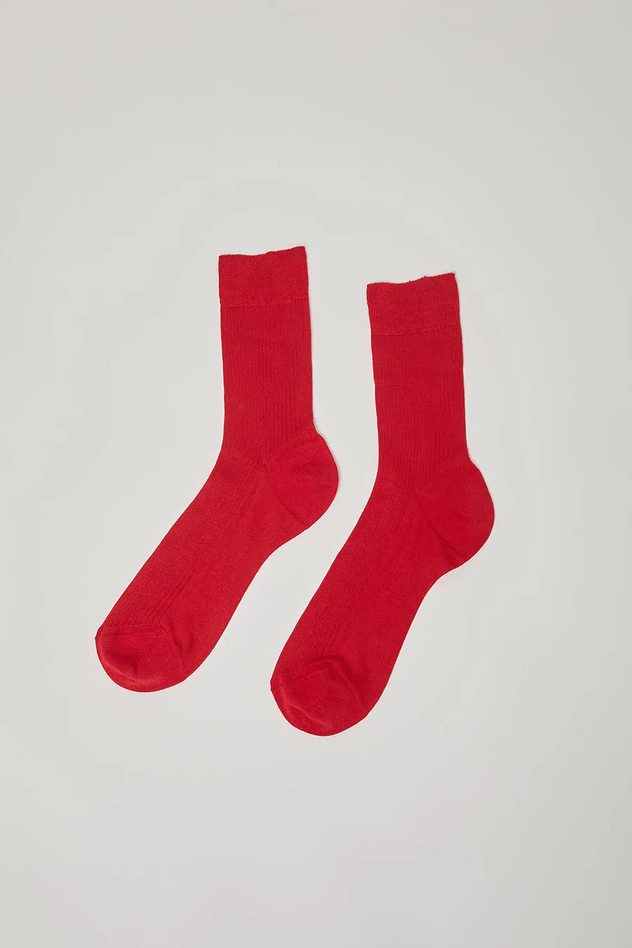 Maria La Rosa Silk Ribbed Ankle Socks in Rosso Lacca sold by No. 6 product image thumbnail 2