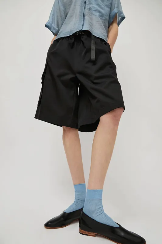 Maria La Rosa Silk Ribbed Ankle Socks in Cielo sold by No. 6