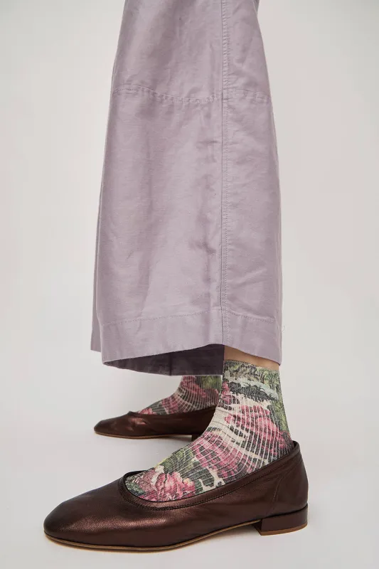 Maria La Rosa Spring Silk Ankle Socks in Mixed Flowers Dark sold by No. 6