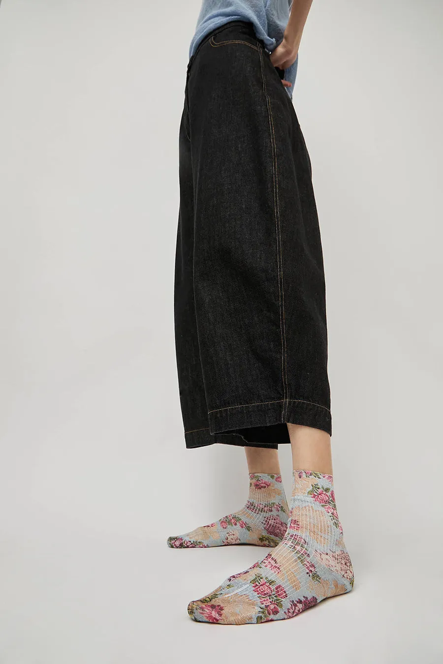 Maria La Rosa Spring Silk Ankle Socks in Mixed Flowers Light sold by No. 6 product image thumbnail 3