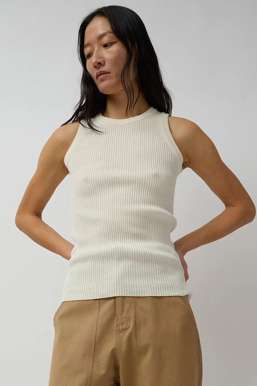 Mijeong Park Ribbed Knit Tank in Ivory sold by No. 6 product image thumbnail 2