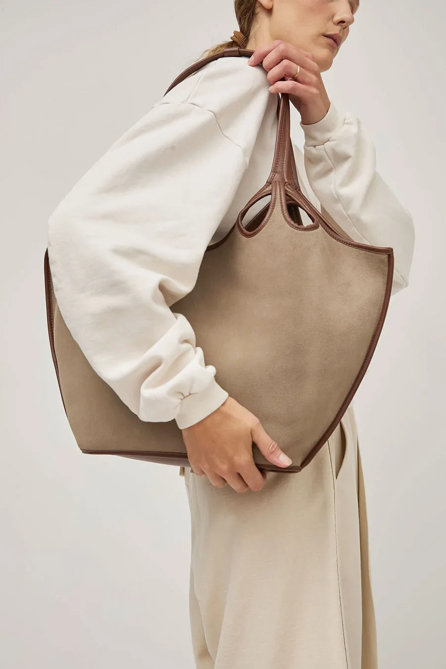 Hereu Escala Suede Bag in Grey and Chestnut sold by No. 6 product image thumbnail 3