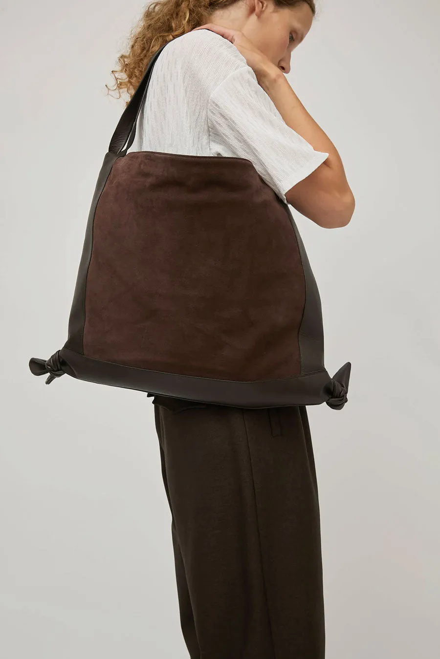 Hereu Cador Suede Bag in Dark Brown sold by No. 6