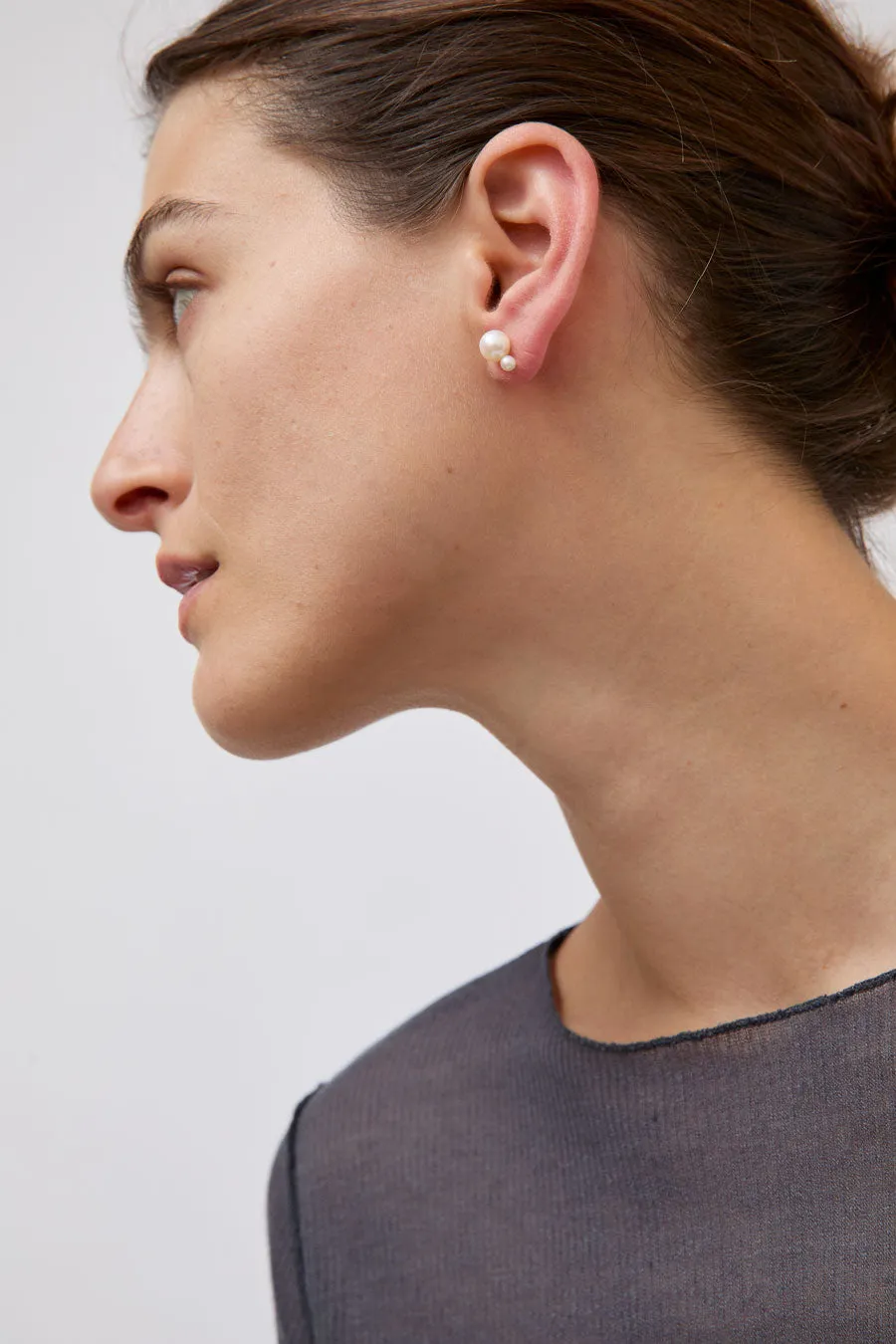 Mussels and Muscles Pearl Glyzinia Single Earstud in Silver and Pearl sold by No. 6 product image thumbnail 3