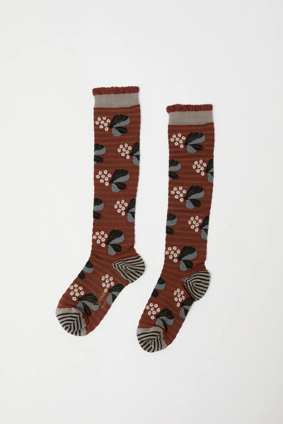 Exquisite J Tall Berries and Flower Socks in Rust sold by No. 6 product image thumbnail 2
