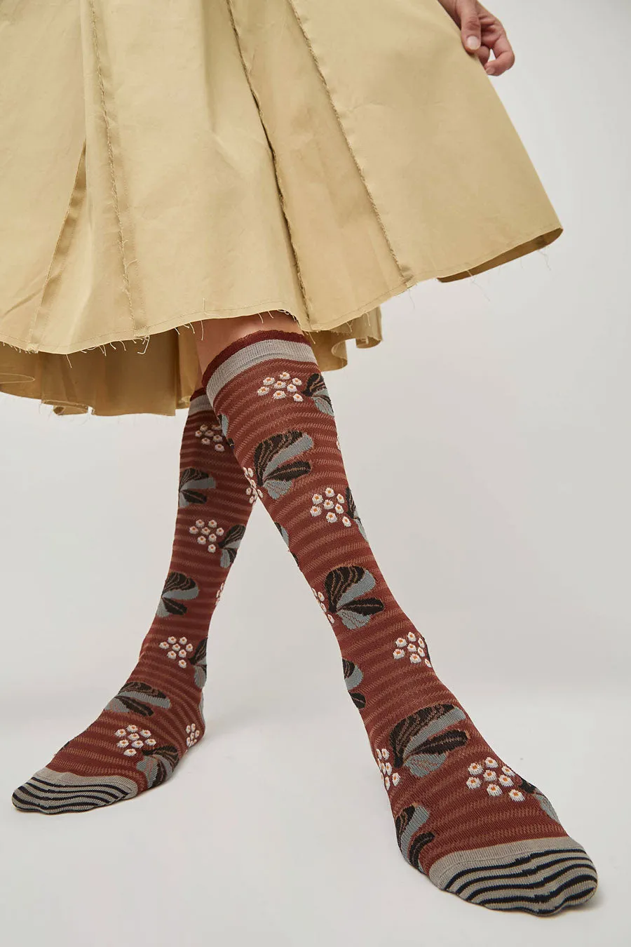 Exquisite J Tall Berries and Flower Socks in Rust sold by No. 6 product image thumbnail 3