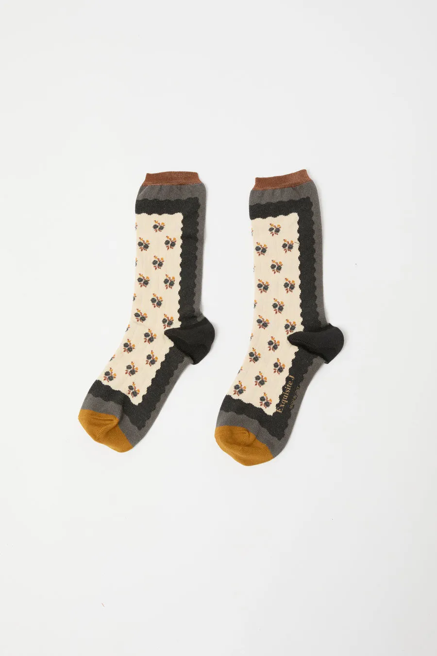 Exquisite J Short Cotton Micro Roses Socks in Cream sold by No. 6 product image thumbnail 2