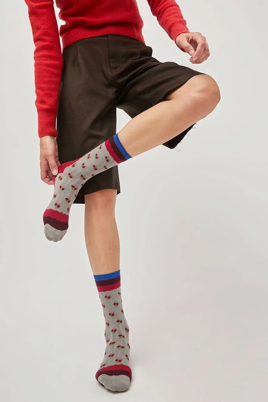 Exquisite J Short Cotton Micro Roses Socks in Grey sold by No. 6 product image thumbnail 3