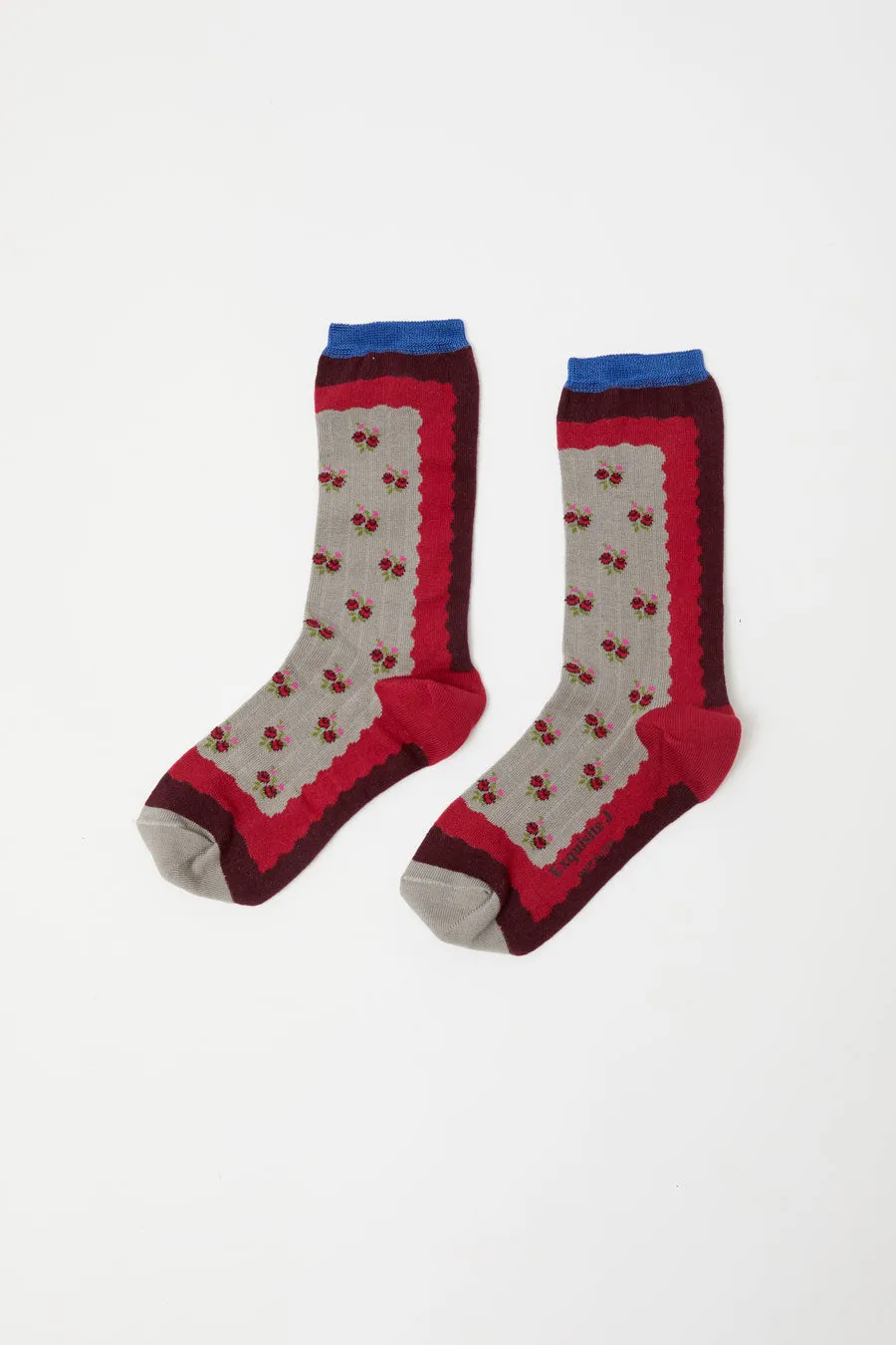 Exquisite J Short Cotton Micro Roses Socks in Grey sold by No. 6 product image thumbnail 2
