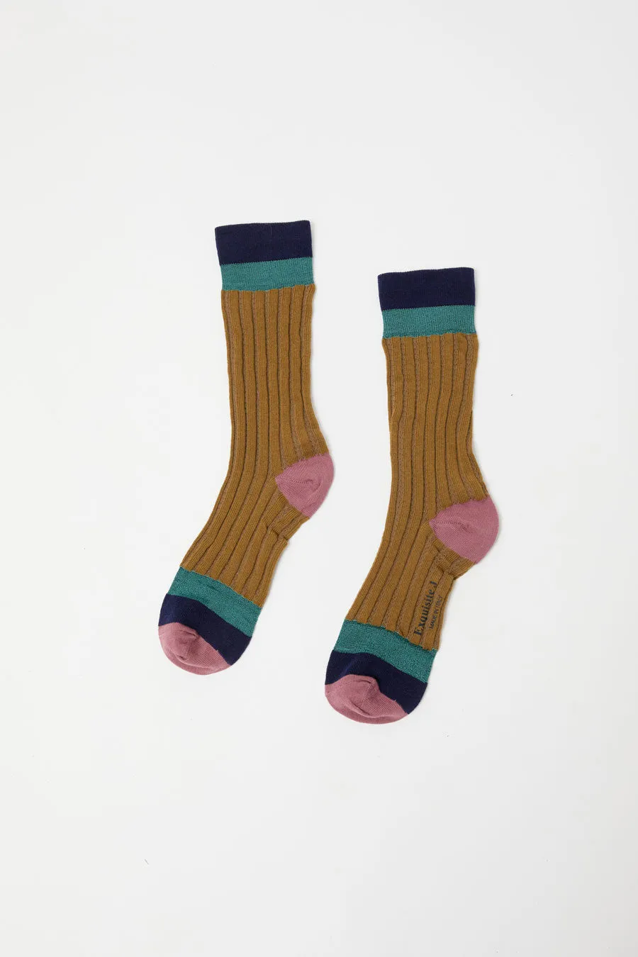 Exquisite J Colorblock Socks in Mustard sold by No. 6 product image thumbnail 2