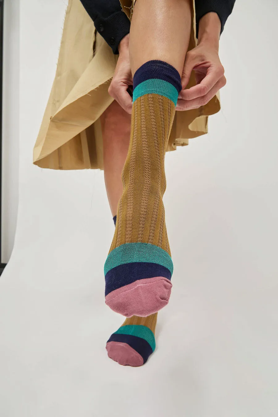 Exquisite J Colorblock Socks in Mustard sold by No. 6 product image thumbnail 3