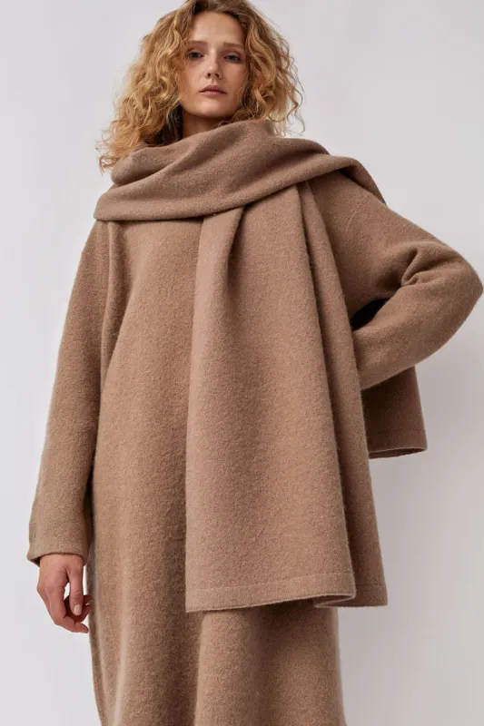 Lauren Manoogian Felt Wide Scarf in Cork made by Lauren Manoogian
