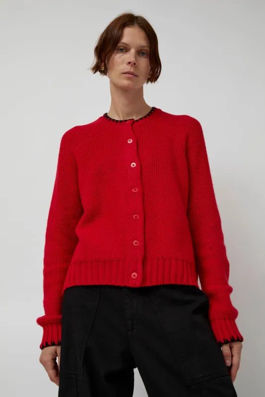 YMC Lotus Cardigan in Red sold by No. 6