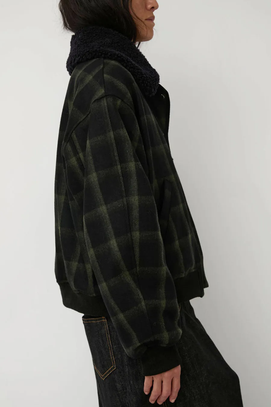 No.6 Landmark Jacket in Black and Olive Plaid sold by No. 6 product image thumbnail 3