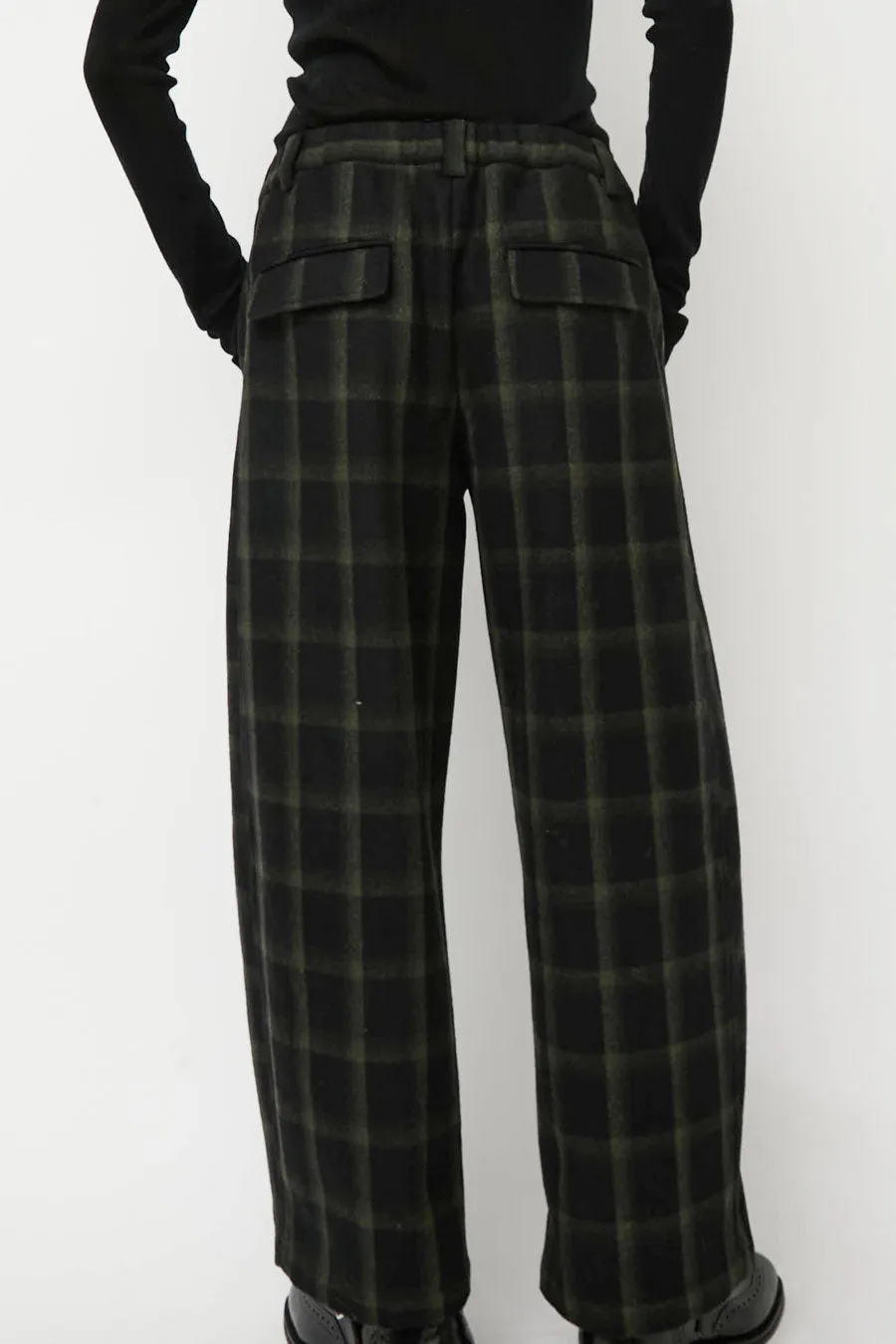 No.6 Justin Pant in Black and Olive Plaid sold by No. 6 product image thumbnail 4
