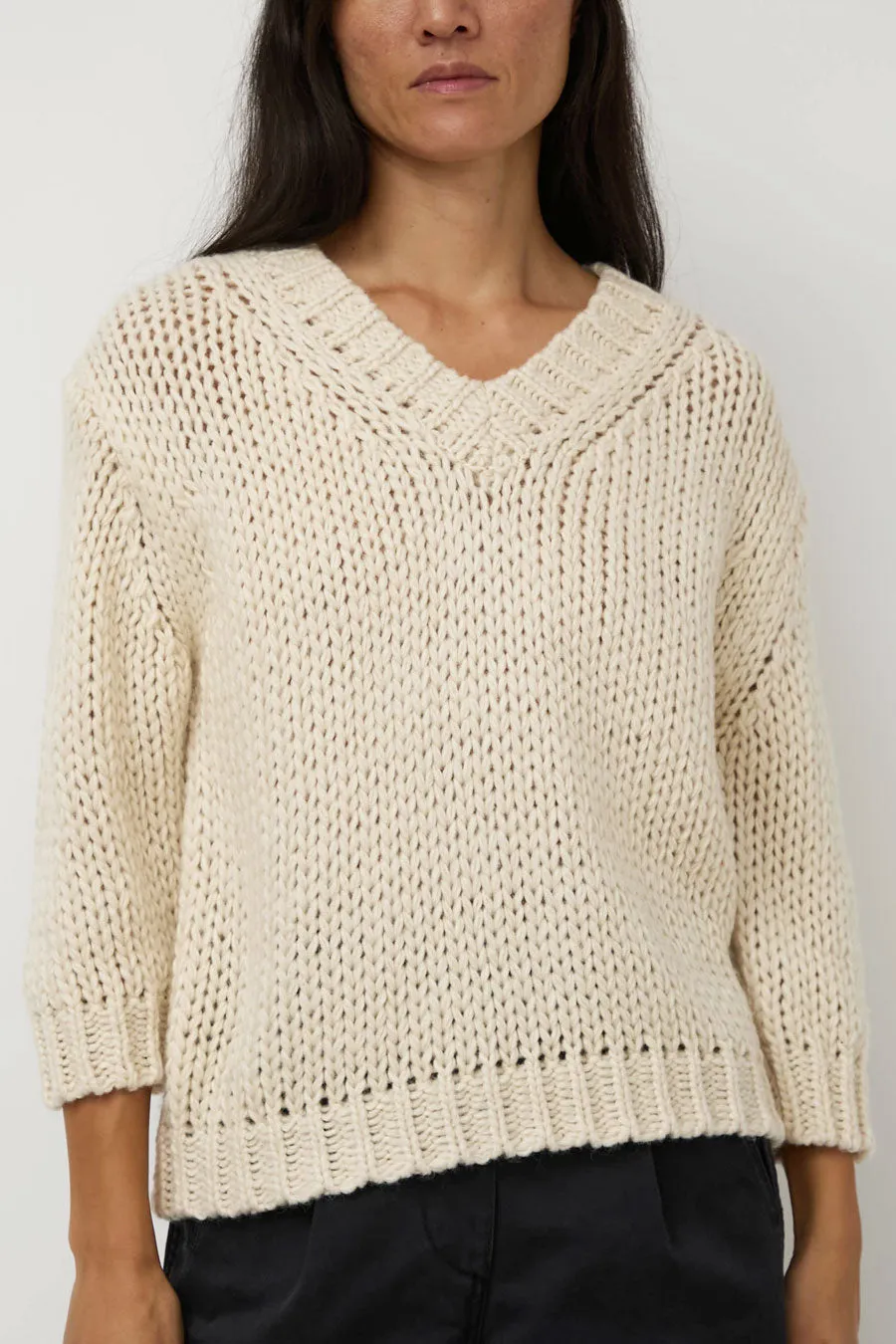 Nothing Written Wide V-Neck Sweater in Ivory sold by No. 6 product image thumbnail 3