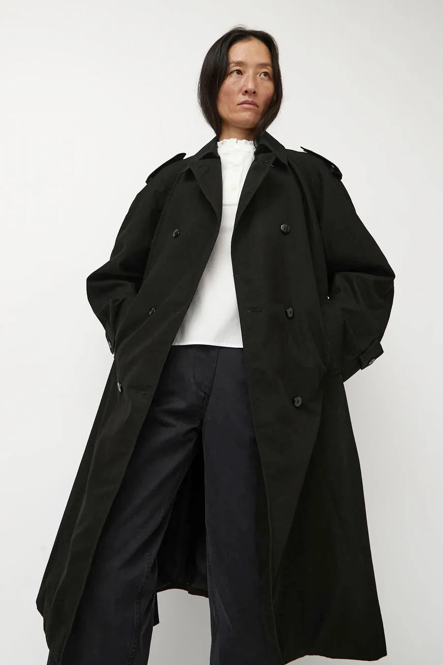 Nothing Written Oversized Double-Breasted Trench in Black sold by No. 6 product image thumbnail 3