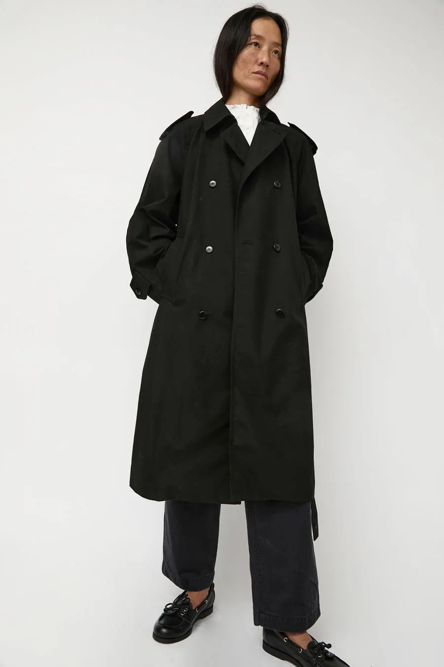 Nothing Written Oversized Double-Breasted Trench in Black sold by No. 6