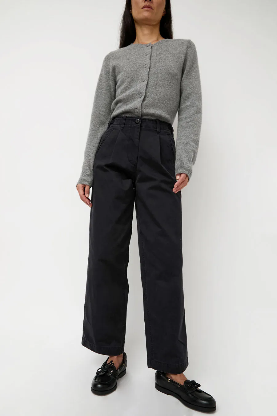 Nothing Written Gato Straight Tuck Pants in Navy sold by No. 6