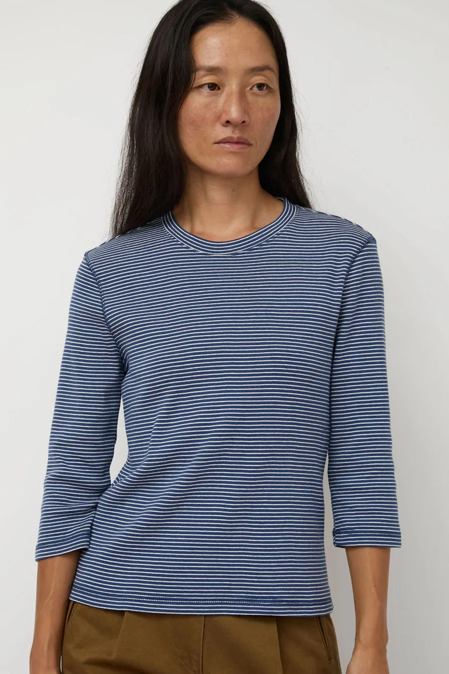 Nothing Written Striped Cotton T-Shirt in Blue sold by No. 6