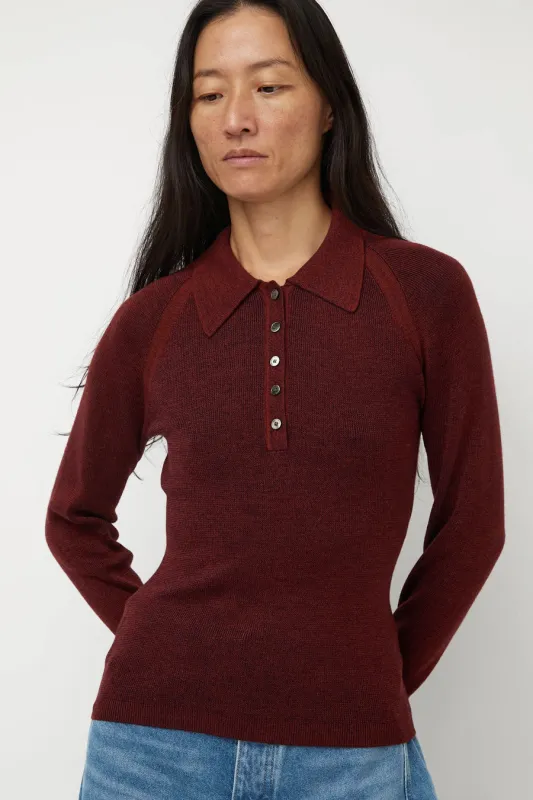 Sayaka Davis Combo Ribbed Polo in Rust and Navy sold by No. 6
