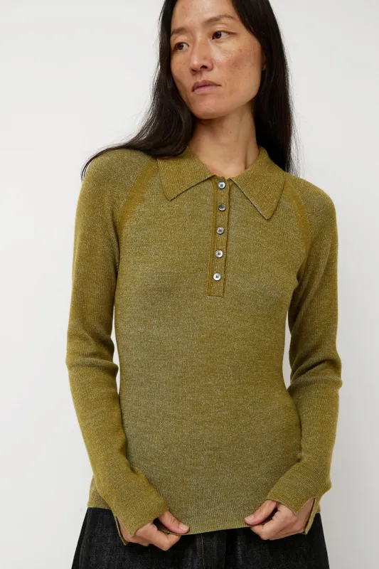 Sayaka Davis Combo Ribbed Polo in Pickle and Sky Blue made by No. 6