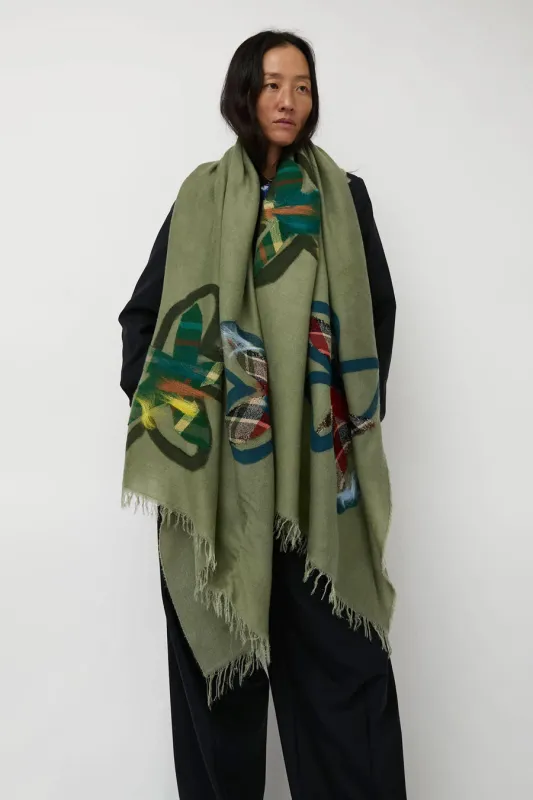 Exquisite J Hand Dyed Scarf with Flowers in Sage sold by No. 6