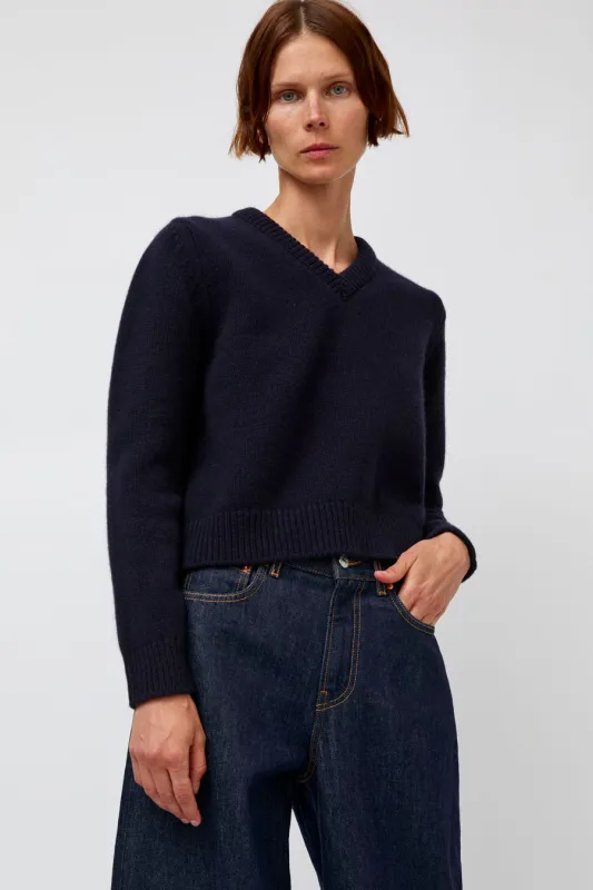 &Daughter Glenn V-Neck Sweater in Navy sold by No. 6