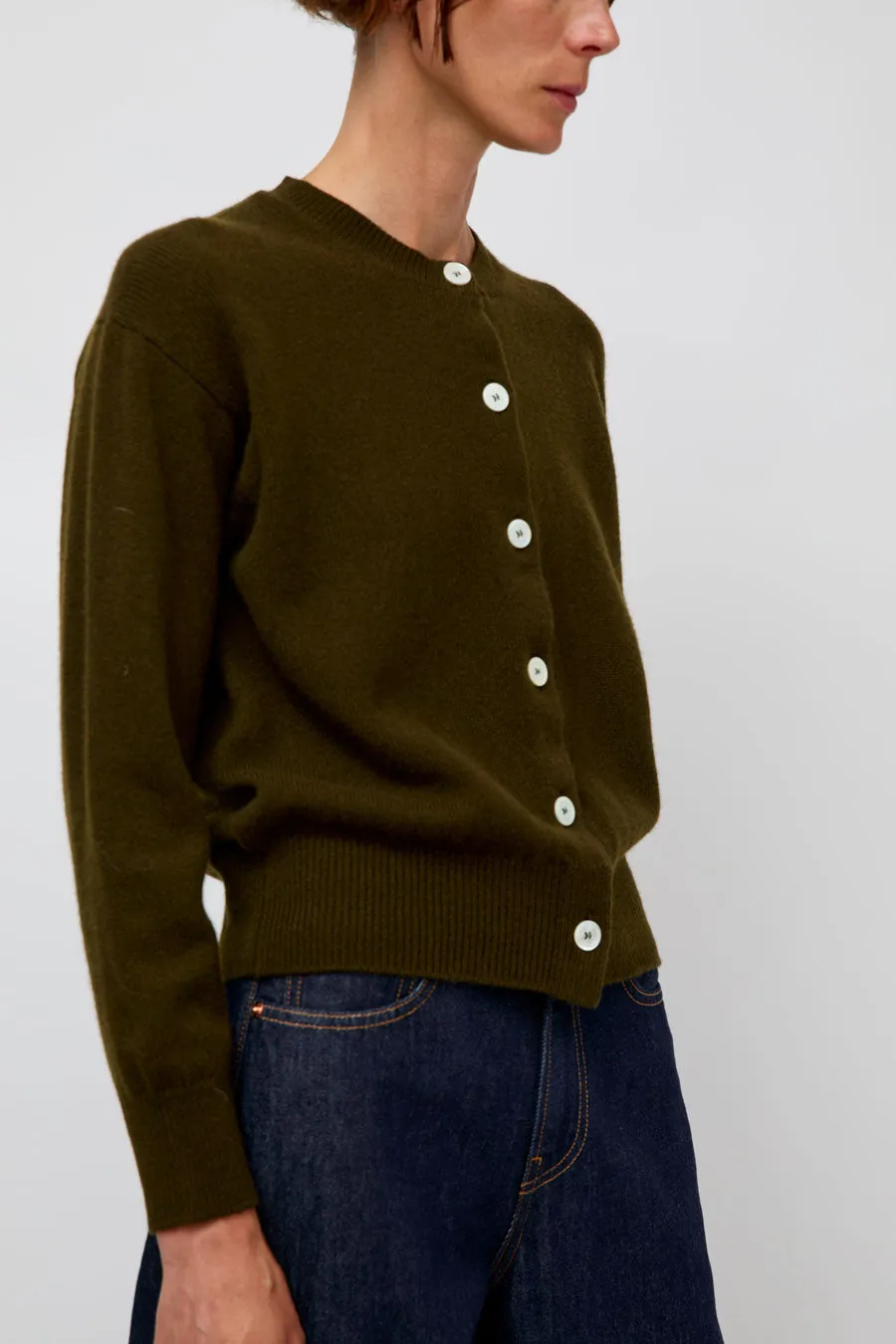 &Daughter Ada Crewneck Cardigan in Military Green sold by No. 6 product image thumbnail 2