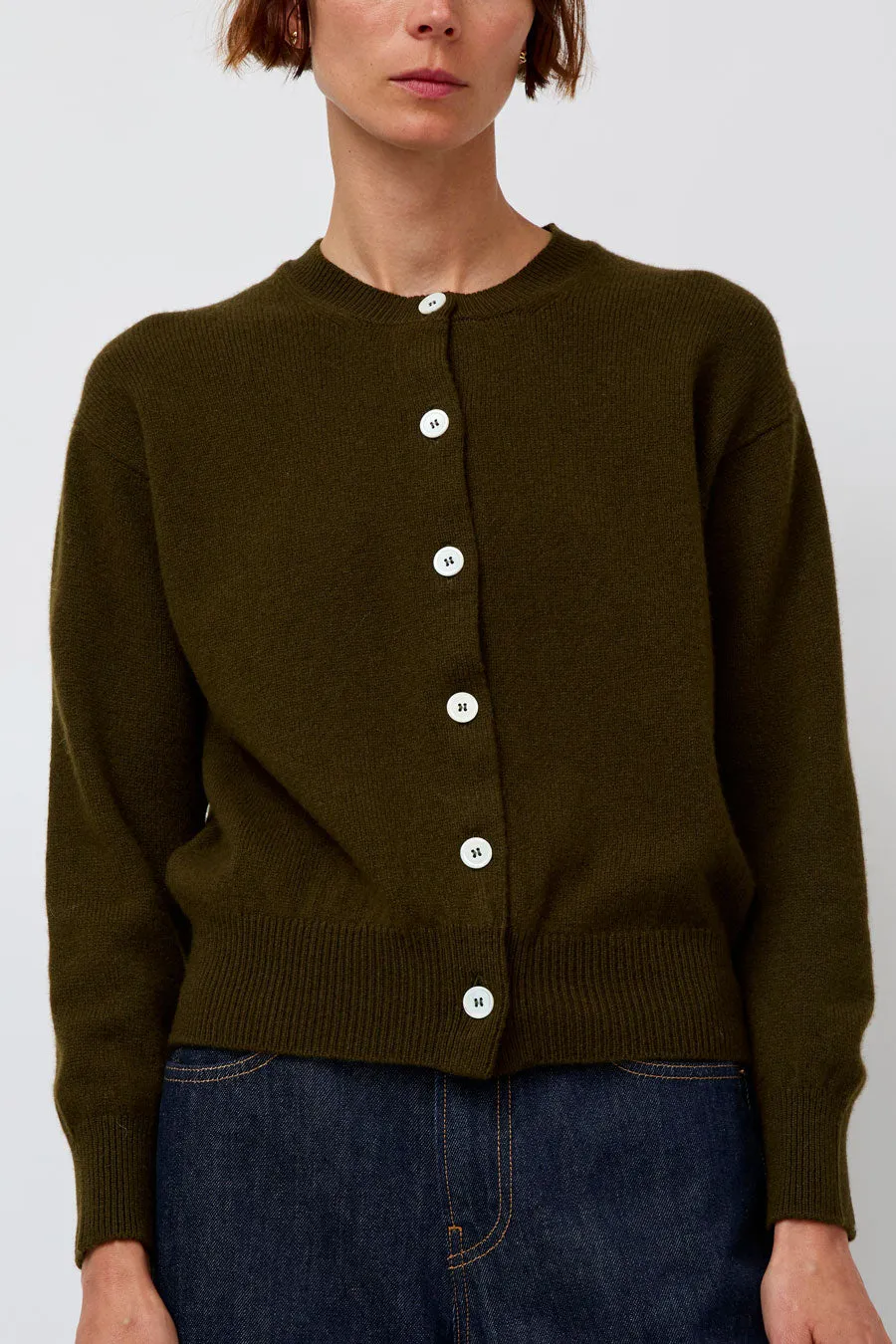 &Daughter Ada Crewneck Cardigan in Military Green sold by No. 6 product image thumbnail 3