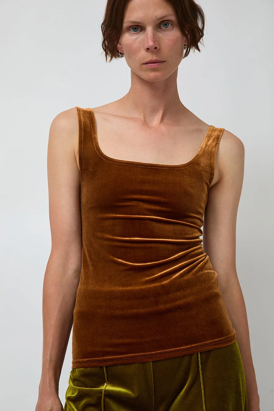 Simone Wild Velvet Singlet in Gold sold by No. 6