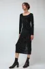 Simone Wild Rose Devore Long Sleeve Dress in Black sold by No. 6