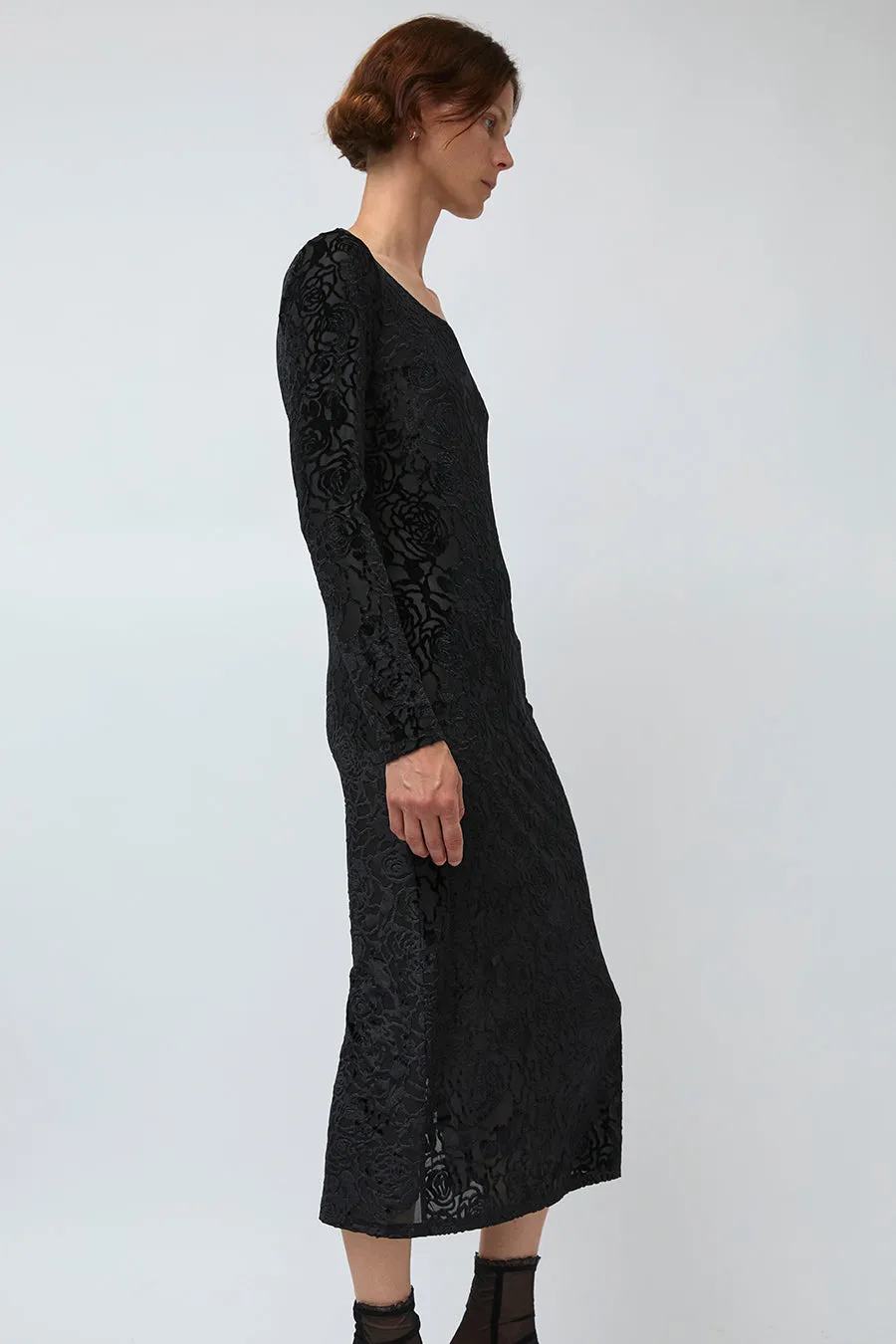 Simone Wild Rose Devore Long Sleeve Dress in Black sold by No. 6 product image thumbnail 4