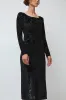Simone Wild Rose Devore Long Sleeve Dress in Black sold by No. 6