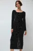 Simone Wild Rose Devore Long Sleeve Dress in Black sold by No. 6