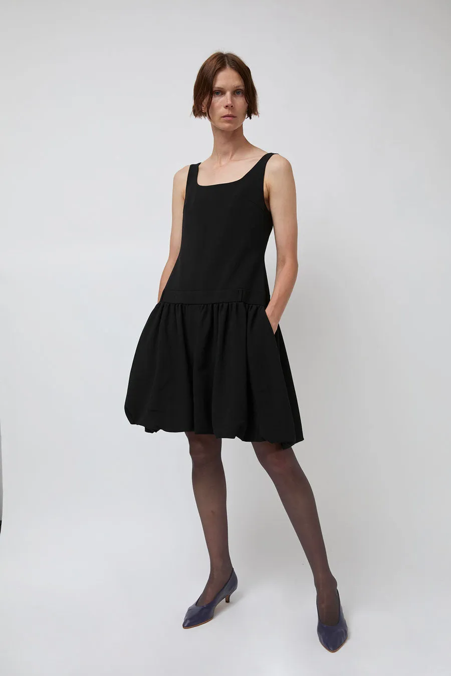 Atelier Edition Square Neck Balloon Dress in Black sold by No. 6