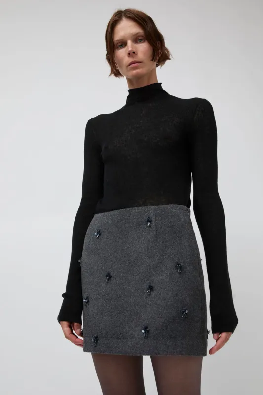 Atelier Edition Flower Embellished Mini Skirt in Dark Gray sold by No. 6