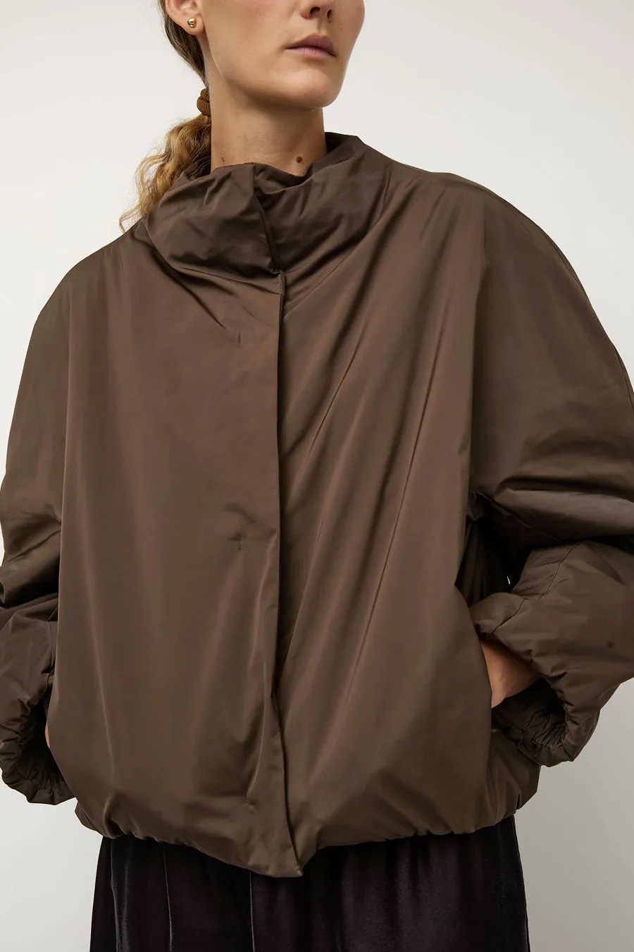 Amomento Taffeta Padded Raglan Short Jumper in Brown sold by No. 6 product image thumbnail 3