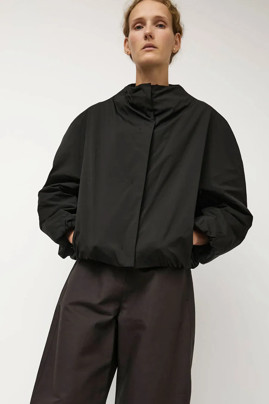 Amomento Taffeta Padded Raglan Short Jumper in Black sold by No. 6