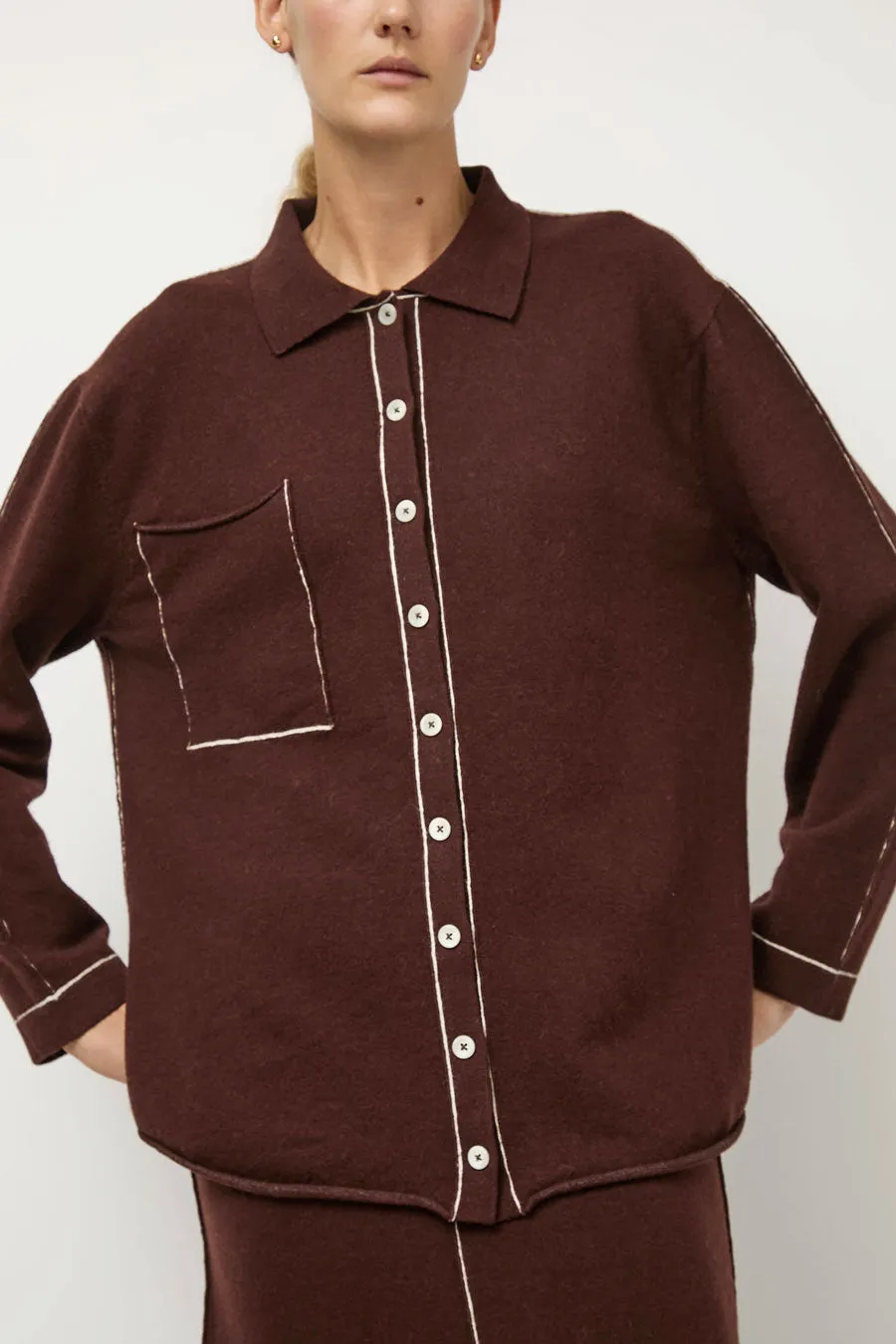 Lauren Manoogian Stitch Big Shirt in Merlot sold by No. 6 product image thumbnail 3