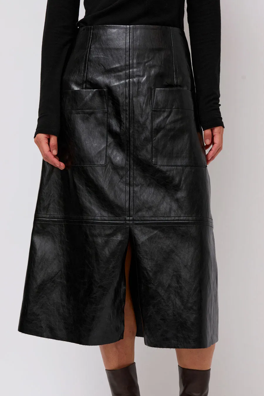 Mijeong Park Faux Leather Skirt in Black sold by No. 6 product image thumbnail 3