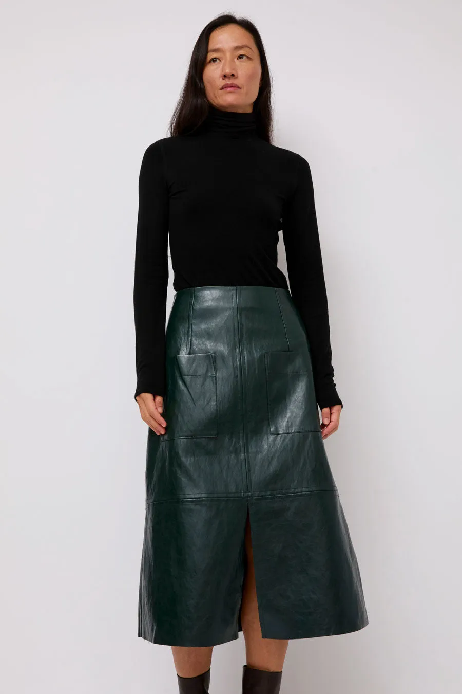 Mijeong Park Faux Leather Skirt in Green sold by No. 6 product image thumbnail 4